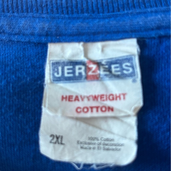 KU Jayhawk Rock Chalk LS Tee Royal Blue KANSAS on Sleeve Men’s XXL Cotton - Picture 4 of 5